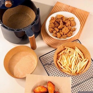 combo 50 miếng giấy lót nồi chiên không dầu có vỉ đựng chống bụi