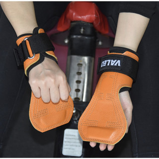 -1 Đôi găng tay DA BÒ của VALEO dùng tập Gym - Dây Kéo Lưng - Lifting Grips ( Lót Tay & Kéo Lưng )