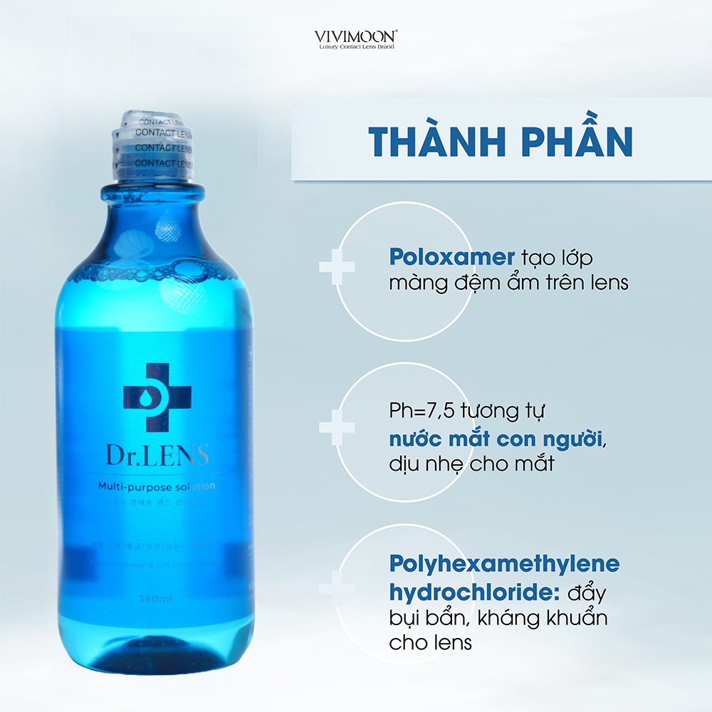 Ảnh Nước ngâm lens VIVIMOON kháng khuẩn dịu nhẹ vệ sinh kính áp tròng DrLens 1