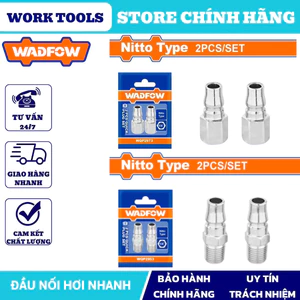WADFOW Bộ 2 đầu nối hơi nhanh 1/4" ren trong & ren ngoài WQP2953 / WQP2973