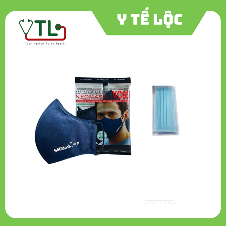 Khẩu trang Than hoạt tính cao cấp lọc khí ô nhiễm NeoVision NeoMask VC - 65 Tặng kèm 4 cái khẩu trang y tế 4 lớp
