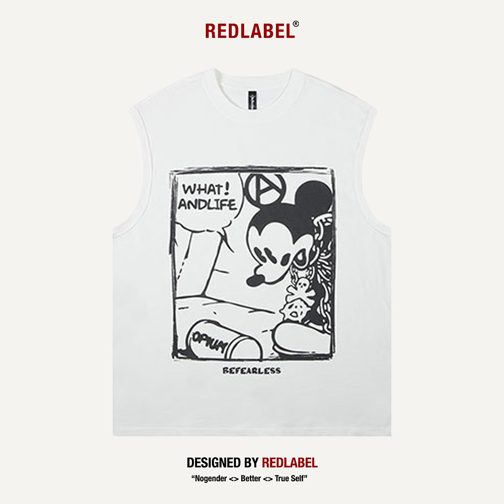 Áo Ba Lỗ REDLABEL "MICKEY", Áo Tanktop Cotton Dày Dặn in họa tiết Phong Cách Unisex TT20