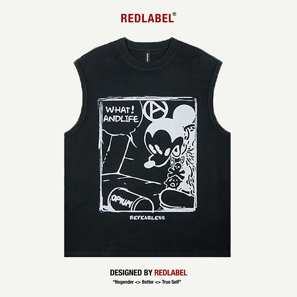 Áo Ba Lỗ REDLABEL "MICKEY", Áo Tanktop Cotton Dày Dặn in họa tiết Phong Cách Unisex TT20