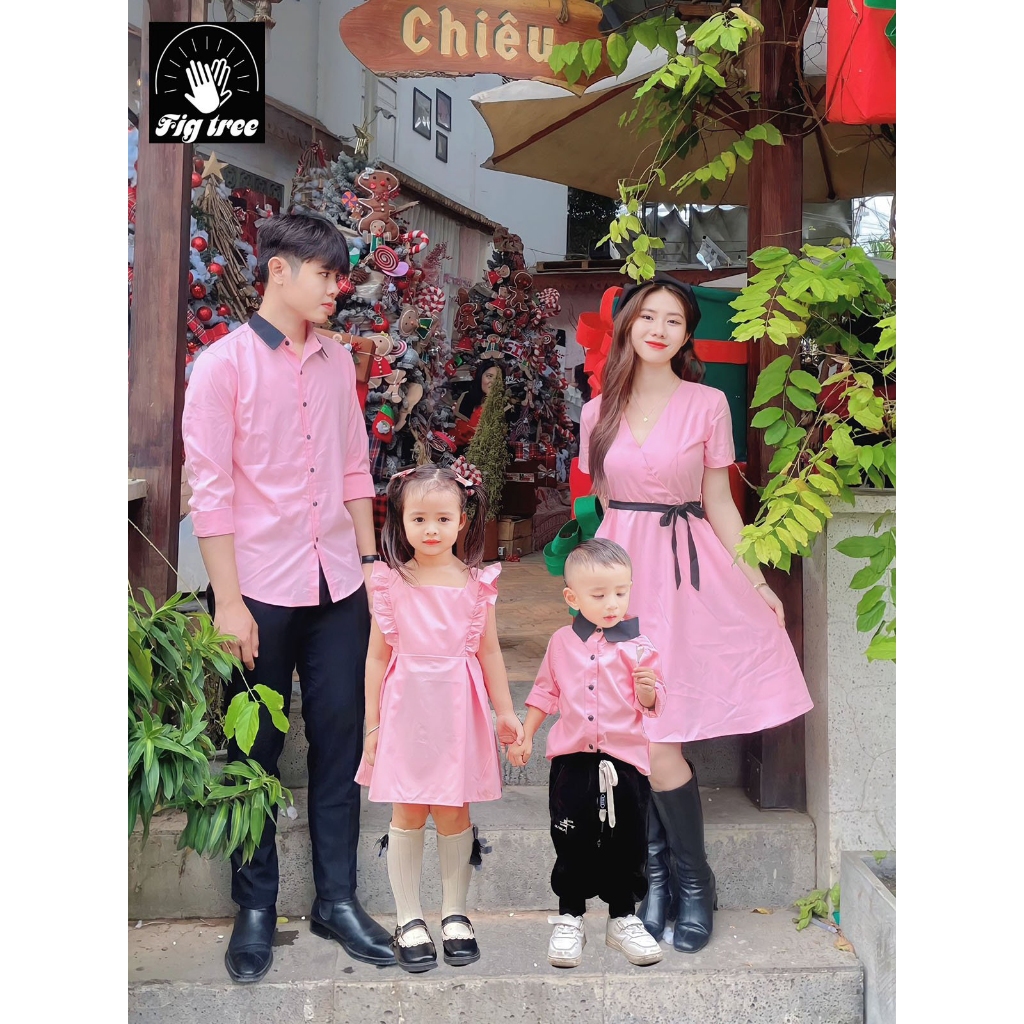 Đồ Gia Đình Fig Tree Màu Hồng Siêu Ngọt Ngào cho gia đình đi tiệc, chụp hình gia đình, Hàng thiết kế