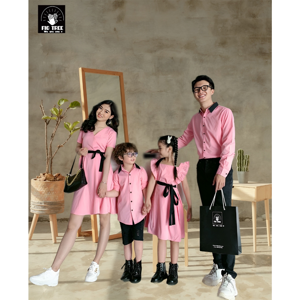 Đồ Gia Đình Fig Tree Màu Hồng Siêu Ngọt Ngào cho gia đình đi tiệc, chụp hình gia đình, Hàng thiết kế