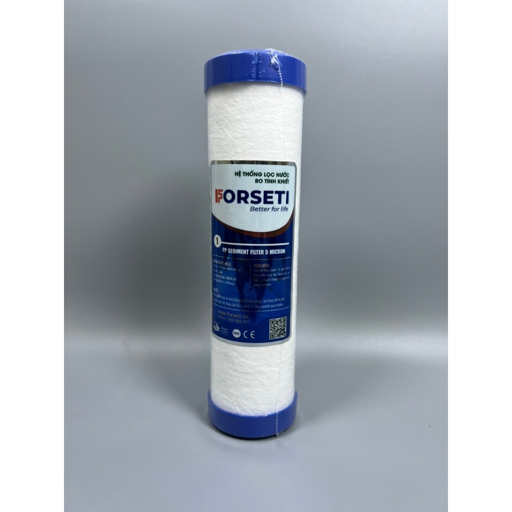 Lõi Lọc Nước Số 1 Forseti Loại Bỏ Cặn Bẩn Vi Khuẩn Dưới 5Microm Thay Thế Cho Máy Lọc Nước Sử Dụng Cốc Lọc 10 inch