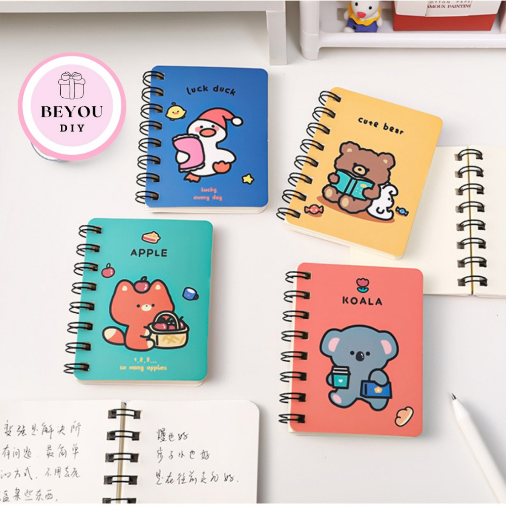 Sổ Tay Mini Lò Xo A7 Hoạt Hình Dễ Thương 80 Trang BEYOU