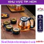 Bộ bình pha trà thủy tinh có lưới lọc, kèm 4 ly cốc có quai sang trọng, cao cấp - tiện dụng, siêu bền
