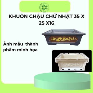 Khuôn đúc chậu chữ nhật vát góc 35x25x16cm, chất liệu nhựa abs