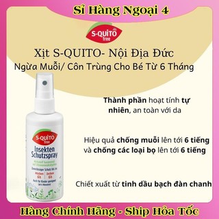 Xịt chống muỗi, kem bôi côn trùng đốt, thanh lăn và gel bôi muỗi đốt Squito Free cho bé từ sơ sinh của Đức- Date mới