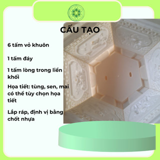 Khuôn Đổ Chậu Lục Giác Rộng 40cm Cao 20cm Mẫu Tùng Sen Mai