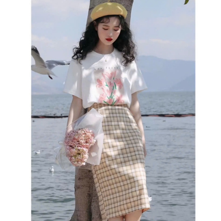 Áo thun Nữ ngắn tay in hình Hoa màu pastel thanh lịch JULY fashion, Áo phông nữ hàn quốc chất Cotton 4 chiều