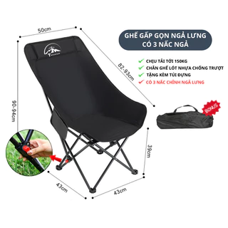 Ghế Camping Mặt Trăng, Ghế Xếp, Ghế Gấp Gọn Thư Giãn Đa Năng Hợp Kim Nhôm Không Gỉ Chịu Lực 130KG