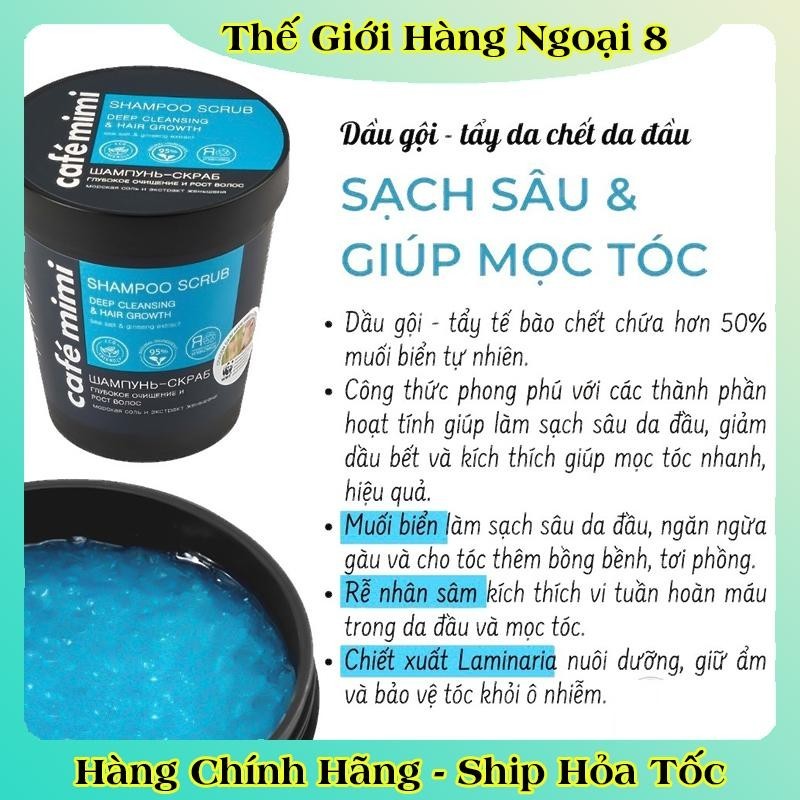 [DATE MỚI] Tẩy Da Chết Da Đầu Cafe MiMi 330G làm sạch da đầu, giảm dầu bết, dưỡng tóc của Nga -HÀNG CHÍNH HÃNG