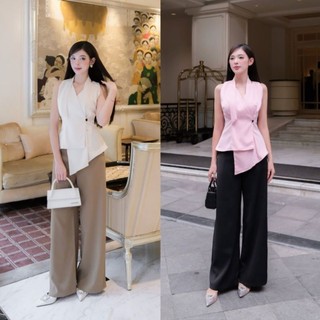 Set áo sát nách quần suông cao cấp tặng hoa tai