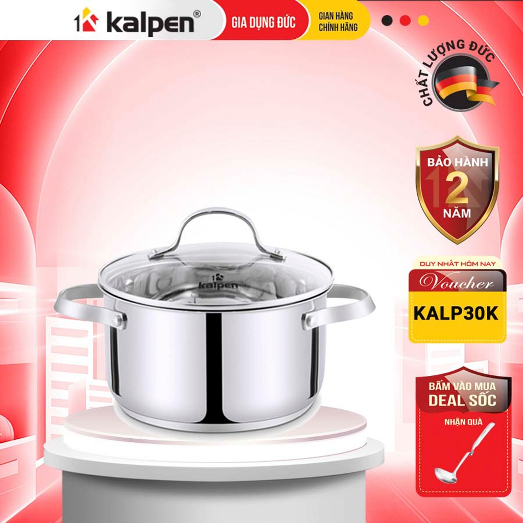 Ảnh Nồi INOX 304 Cao Cấp 5 Đáy Lermat Size 16-18-20-24cm Hàng Chính Hãng KALPEN-GIA DỤNG ĐỨC 1
