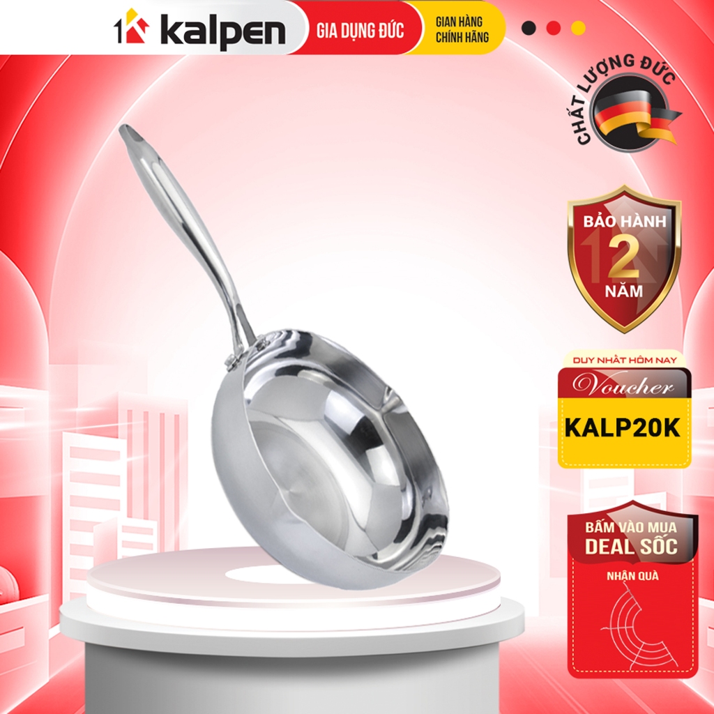 Ảnh Chảo INOX 316 Cao Cấp 3 Lớp Liền Khối Miệng Rót Zenger Size 20-24-26-28cm Chính Hãng KALPEN ĐỨC 1