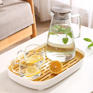 Bộ Khay cốc Giả Gỗ Kiểu Dáng Hiện Đại Tối Giản,Khay trà nhựa ABS cao cấp đa năng hai lớp