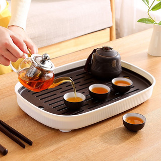 Bộ Khay cốc Giả Gỗ Kiểu Dáng Hiện Đại Tối Giản,Khay trà nhựa ABS cao cấp đa năng hai lớp