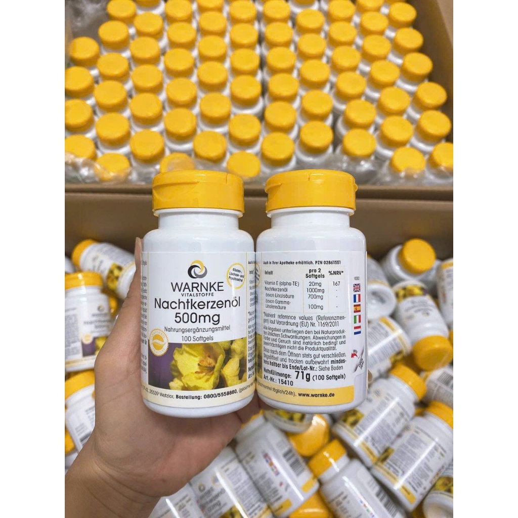 Tinh Dầu Hoa Anh Thảo Đức Warnke Nachtkerzenol 500mg 100 viên giúp làm đẹp da tóc cân bằng nội tiết tốt cho tim mạch