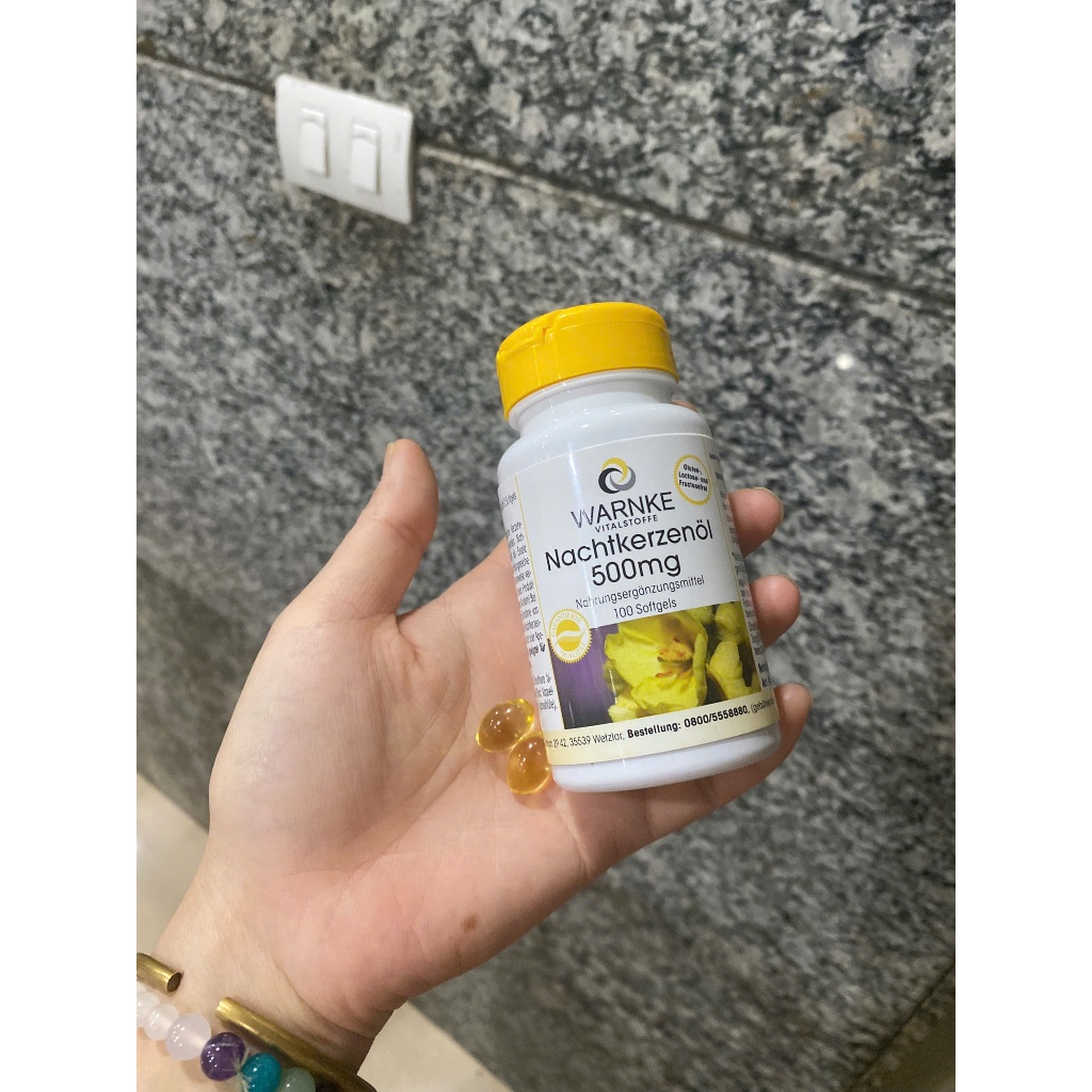 Tinh Dầu Hoa Anh Thảo Đức Warnke Nachtkerzenol 500mg 100 viên giúp làm đẹp da tóc cân bằng nội tiết tốt cho tim mạch