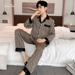 Đồ ngủ đôi nam nữ lụa dài tay cao cấp họa tiết dành cho cặp đôi, đồ ngủ cặp cao cấp  - Since Then