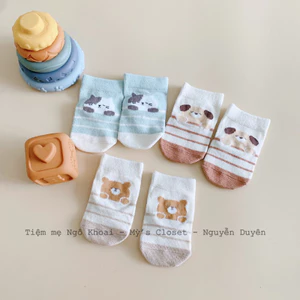 0-12m Tất xinh hoạ tiết gấu chất liệu sợi bông organic cho bé yêu