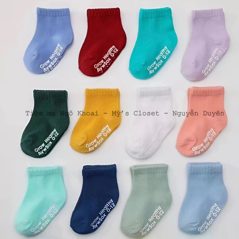 [MD144] Tất xinh xuất Đức màu trơn có đế chống trơn trượt giữ ấm cho bé