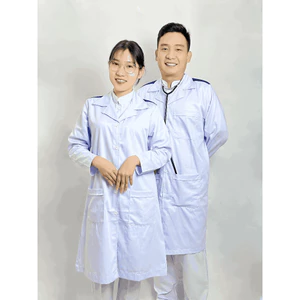 Áo Blouse NAM NỮ dài tay có cầu vai xanh, Áo choàng Blu trắng Phòng Thí Nghiệm, sinh viên thực tập Y Khoa