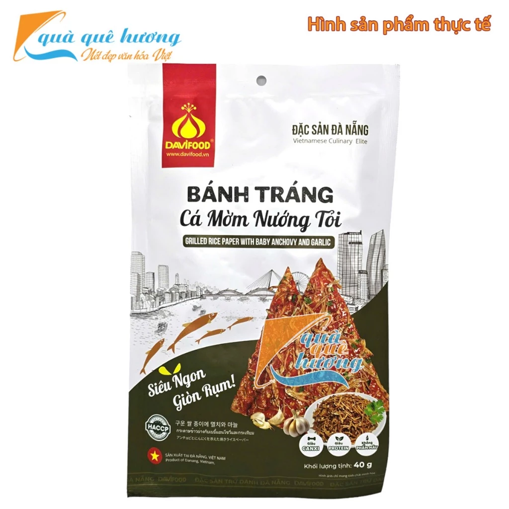 Set 3 gói bánh tráng cá mờm nướng tỏi 40g/gói