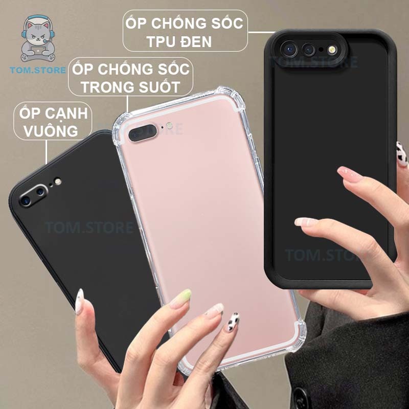 Ốp lưng IPhone 7 PLUS / 8 PLUS chống sốc đen,kem,TPU viền vuông,chống sốc trong suốt silicon