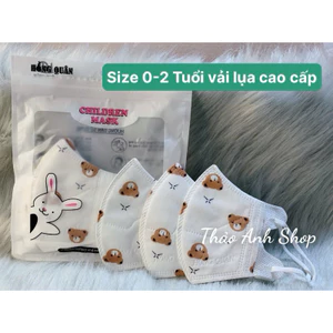 50 Chiếc Khẩu Trang Lụa Trẻ Em 5D Hồng Quân Họa Tiết Gấu Nâu Mũi Trắng Cho Bé Từ 0 Đến 6 Tuổi