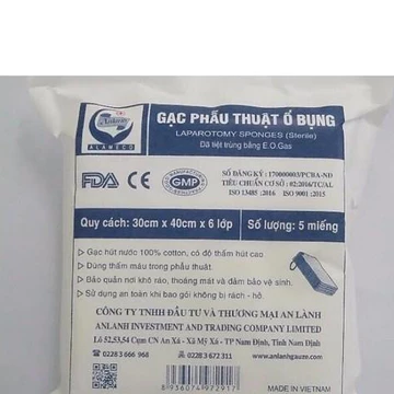 Gạc y tế PTOB 30cm x 40cm x 6 lớp ( 5 miếng) vô trùng - gạc An Lành
