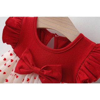 Váy bé gái thun cotton 9th-3 tuổi tay cánh tiên phong cách Hàn Quốc cho bé dự tiệc D1026