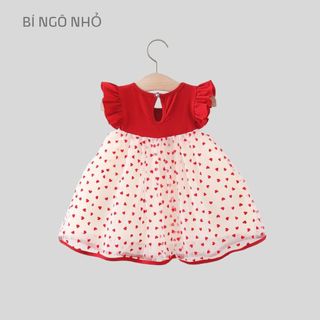 Váy bé gái thun cotton 9th-3 tuổi tay cánh tiên phong cách Hàn Quốc cho bé dự tiệc D1026