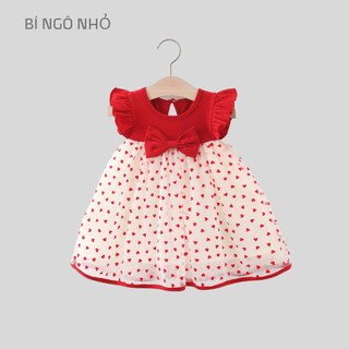 Váy bé gái thun cotton 9th-3 tuổi tay cánh tiên phong cách Hàn Quốc cho bé dự tiệc D1026