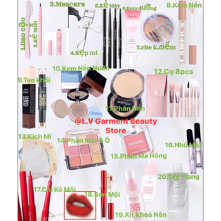 Bộ Combo Trang Điểm Mix Cơ Bản Từ A-Z 9-20PCS Dành Cho Người Mới HS-SV Tập Tành Makeup