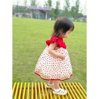 Váy bé gái thun cotton 9th-3 tuổi tay cánh tiên phong cách Hàn Quốc cho bé dự tiệc D1026