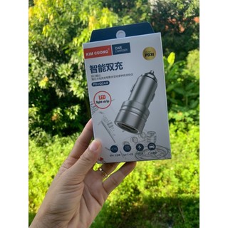 Sạc ô tô, tẩu ô tô Kim cương 40W 2 cổng USB và Type C hỗ trợ sạc nhanh PD và QC 4.0