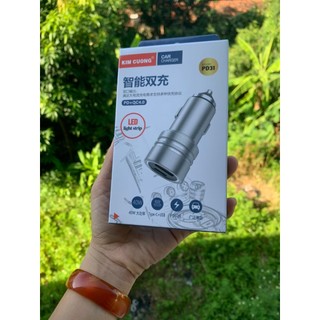 Sạc ô tô, tẩu ô tô Kim cương 40W 2 cổng USB và Type C hỗ trợ sạc nhanh PD và QC 4.0
