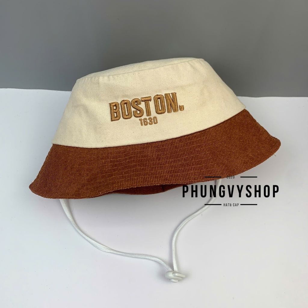 Bé 3-6Tuổi, Mũ bucket tai bèo vành trẻ em trai gái phungvyshop- Nón trung / Bo nhung Cụp BOSTON Hàng bo /