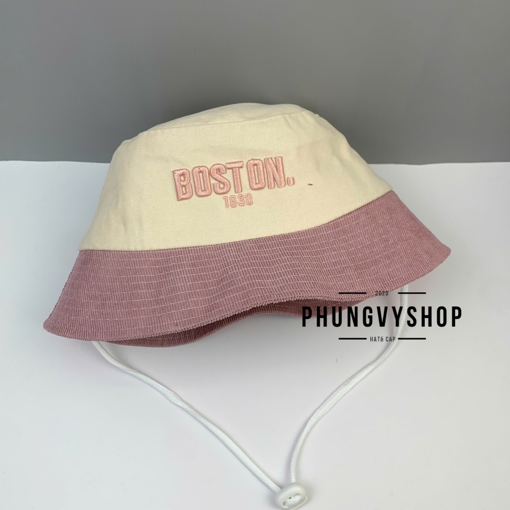 Bé 3-6Tuổi, Mũ bucket tai bèo vành trẻ em trai gái phungvyshop- Nón trung / Bo nhung Cụp BOSTON Hàng bo /