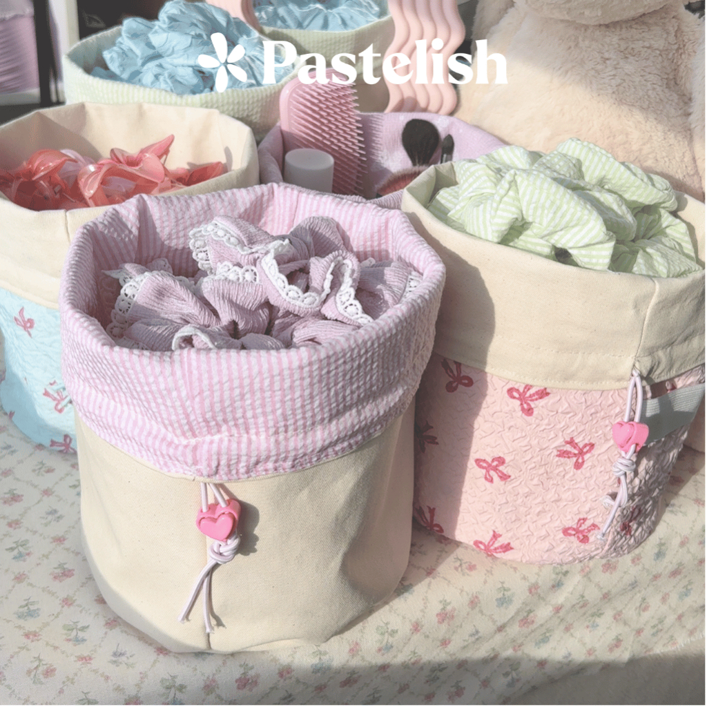 Thúng vải có dây rút Pastelish - Túi đựng đồ đa năng, đồ makeup, có thể mang đi du lịch - (sử dụng 2 mặt)