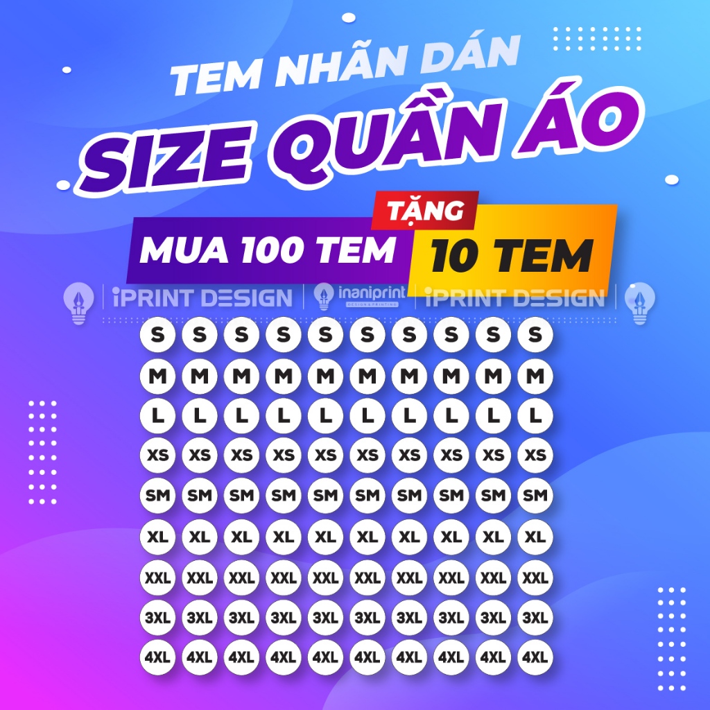 [MUA 100 TEM TẶNG 10 TEM] Tem Size, Decal Dán Size Quần Áo - Tem Dán Số ...