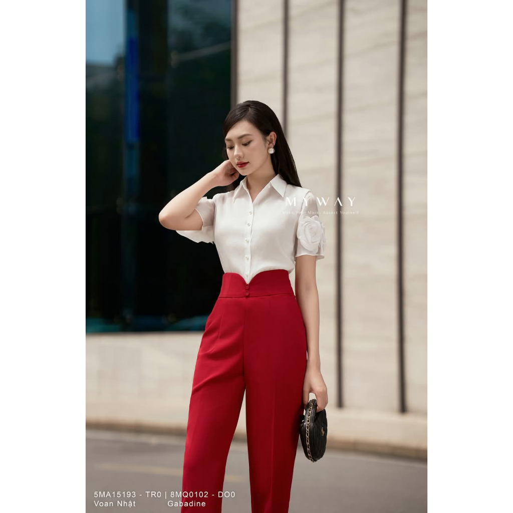 Ảnh Quần Tây Nữ MY WAY Dáng Baggy Đai Cắt Chữ V Cách Điệu Độc Đáo 8MQ0102 1