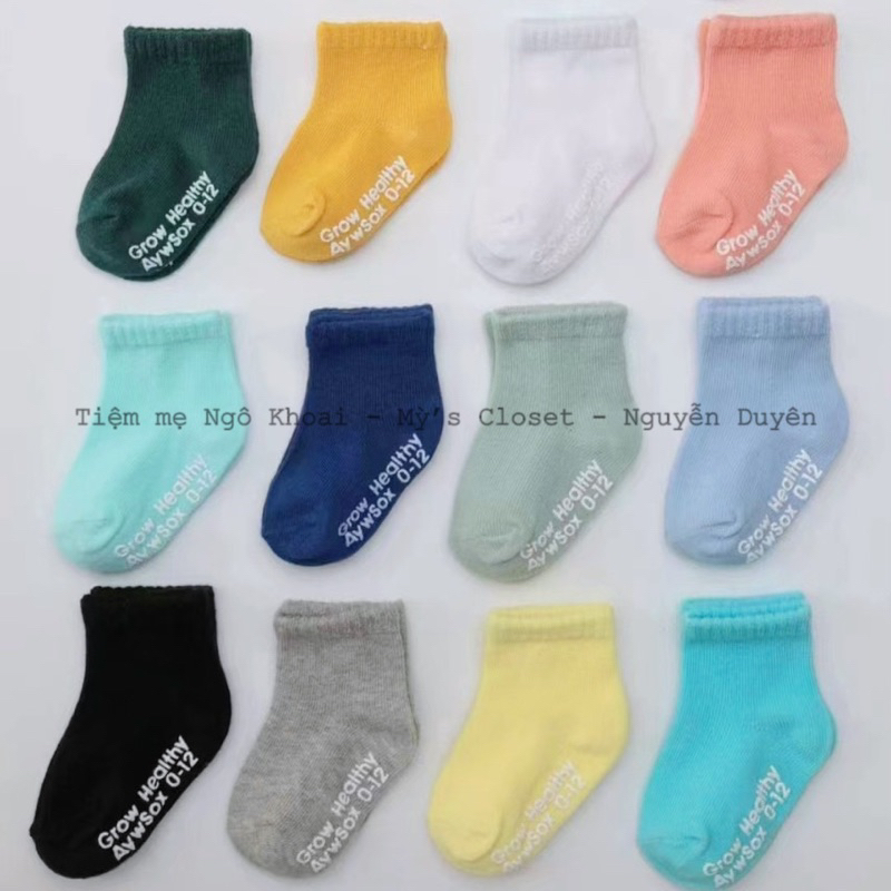 [MD144] Tất xinh xuất Đức màu trơn có đế chống trơn trượt giữ ấm cho bé