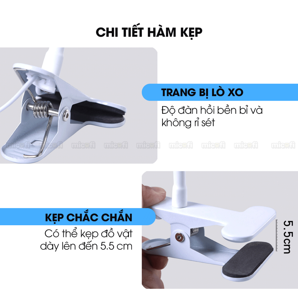 Đèn LED Bàn Học Micofi Đọc Sách Kẹp Bàn Làm Việc USB Cắm Điện, Đèn Kẹp Sách 3 Màu Chống Cận Xoay 360 Độ Chỉnh Độ Sáng | BigBuy360 - bigbuy360.vn