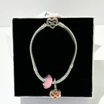 Vòng Tay Vô Cực Bạc Nữ Mix Charm Glass Moments Trái Tim Vô Cực Vĩnh Cửu Goat Jewelry Tặng Bộ Hộp Đựng Sang Trọng — ảnh 3