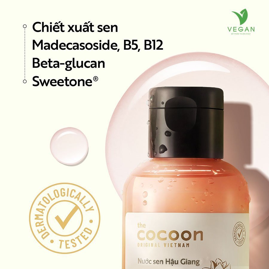 Ảnh Toner Nước cân bằng da Sen Hậu Giang Cocoon 310ml thuần chay 3