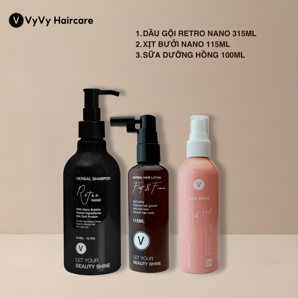Ảnh Combo gội xịt sữa chăm sóc tóc tiện lợi vyvyhaircare V 495ml / 530ml 1